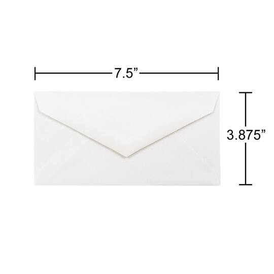 JAM Paper 3.875" x 7.5" Bright White Wove Monarch Strathmore Invitation Envelopes, 50ct.